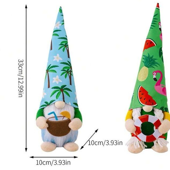 NWT Adorable Summer Beach Party Adjustable Hat Gnome Decoration 🌴🥥 - Picture 7 of 7